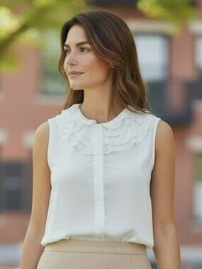 Shin Choi White Ruffle Blouse S Coquette Balletcore